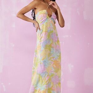 Billabong Pastel Floral Maxi Dress in Yellow, Pink, Blue